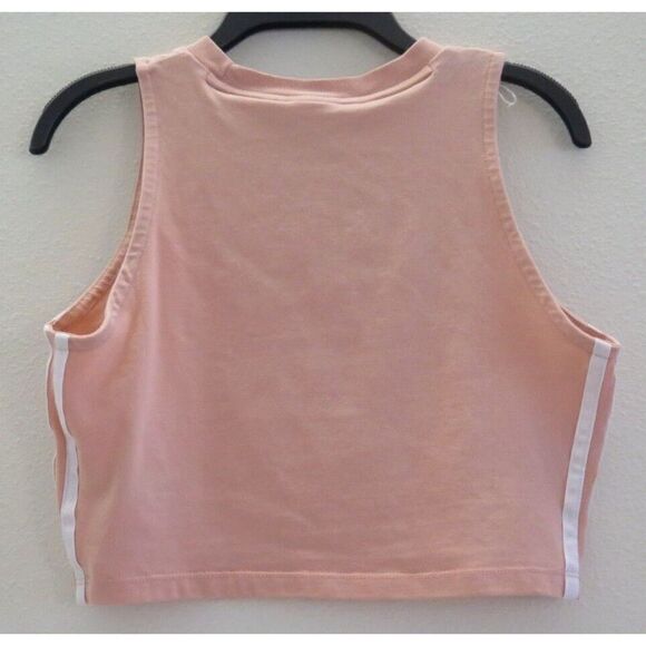 adidas DX2155 Women's Sz S Dust Pink/White Trefoil Logo Crop Top - Picture 2 of 5